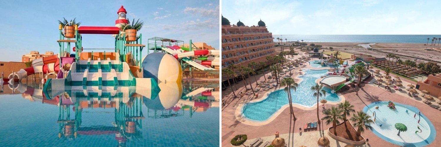 Familienresort am Strand mit Wasserrutschen in Roquetas de Mar