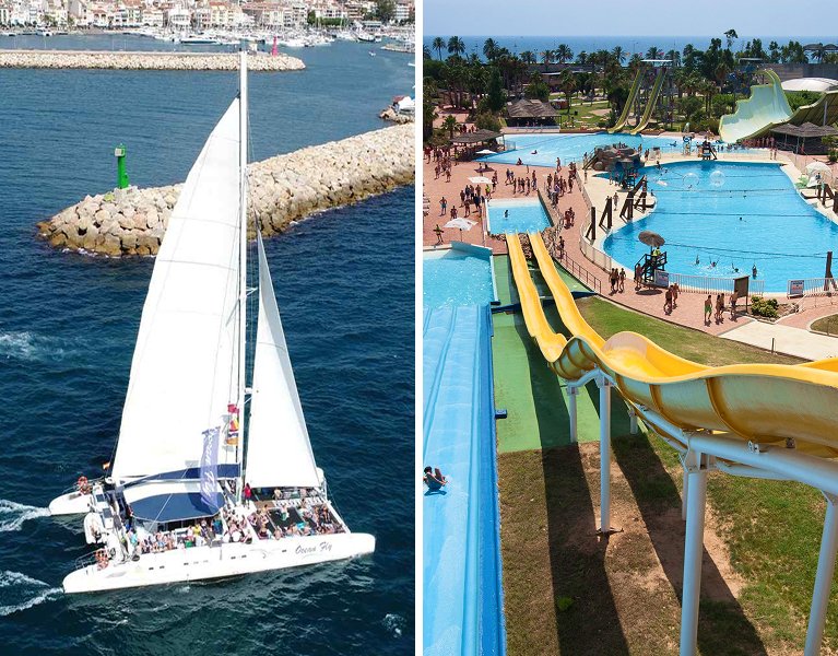 Cambrils mit extra Adrenalin! Sie wählen: Katamaran oder Aquopolis